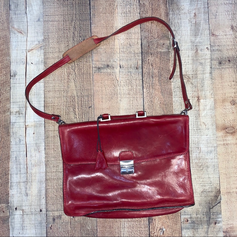 Floto | Milano Leather Briefcase in Tuscan Red